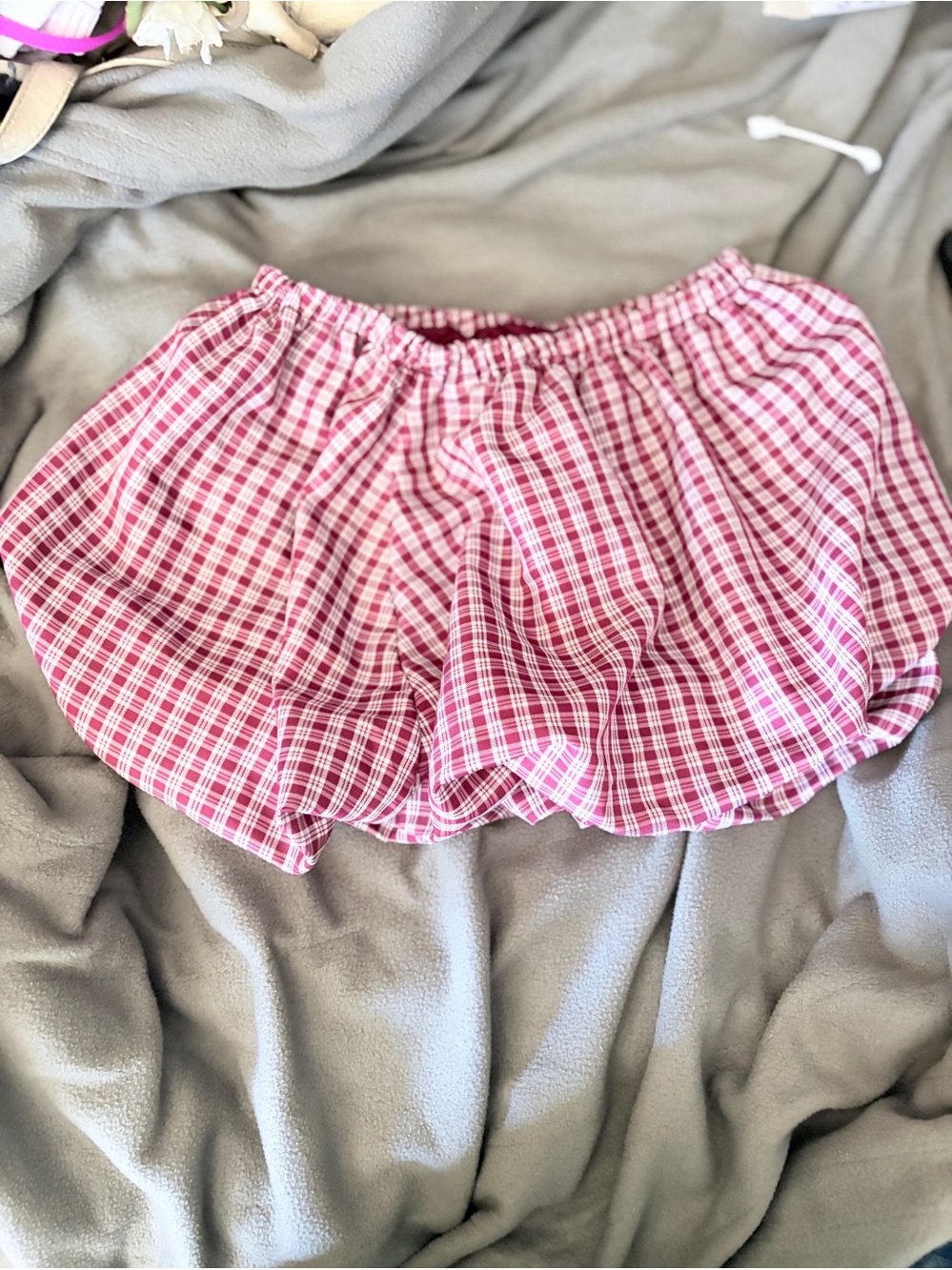 Red Plaid Mini Bubble Skirt XS